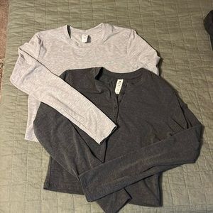 Yogalicious cropped long sleeve workout tops